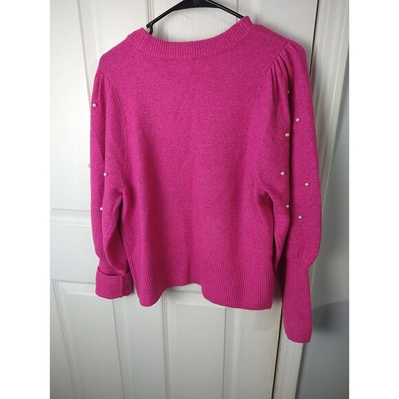 Ce Ce Woman M Pink Sweater Pullover Balloon Pearl Accent LS Office Workwear Soft - Picture 9 of 9